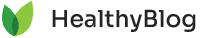 HealthyBlog logo. Green leaves icon next to the text HealthyBlog. Health and wellness blog.